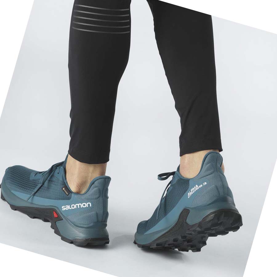 Salomon ALPHACROSS 3 GORE-TEX Erkek Patika Koşu Ayakkabısı Mavi | TR 3538QMA